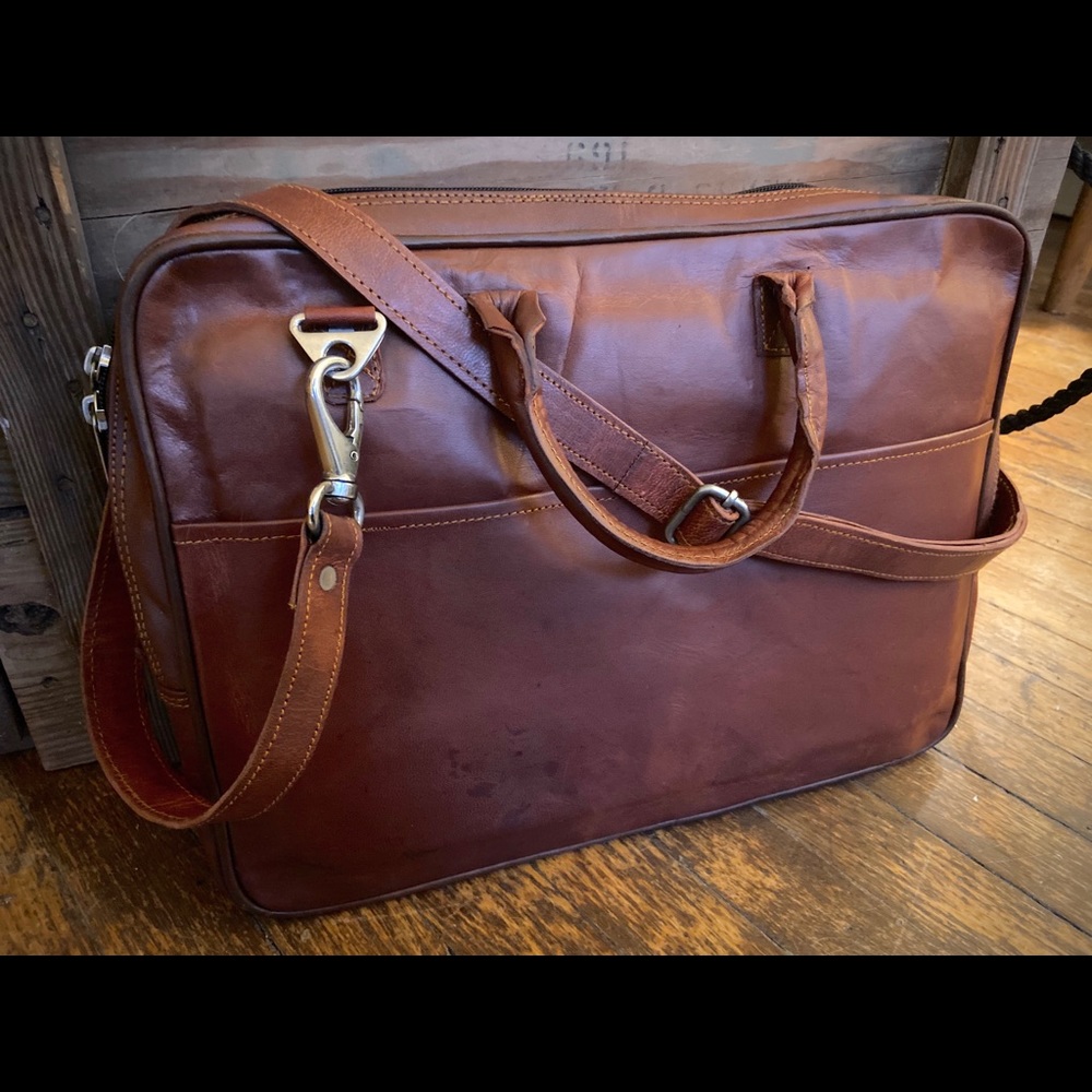 Unisex slim Leather Laptop Bag
